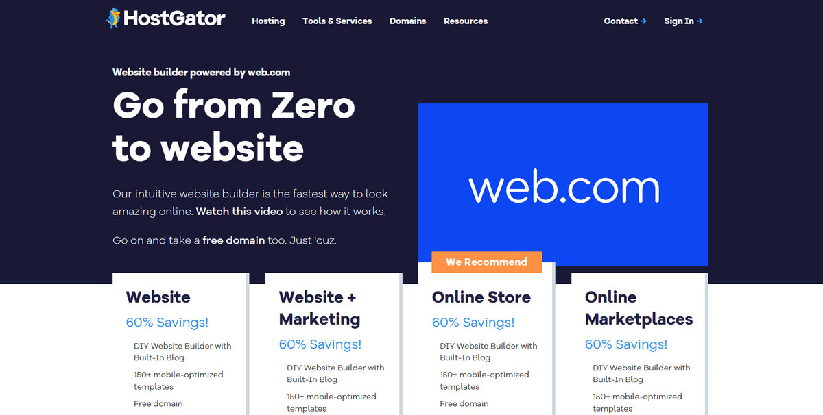 website builder with free domain
